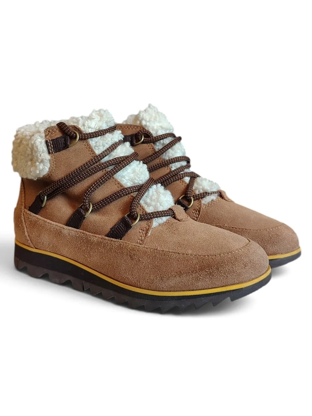 Sorel Harlow Lace Cozy Suede Waterproof Ankle Boots Shearling Women's Size 6